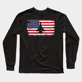 US Flag Airplane Patriotic American Pilot Long Sleeve T-Shirt